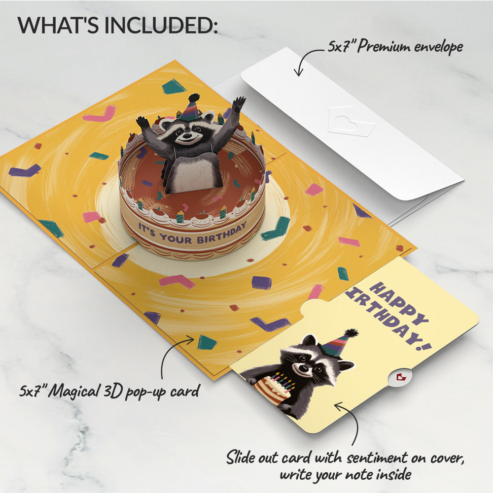 Go Feral Raccoon Birthday Pop-Up Card and Sentiment Set
