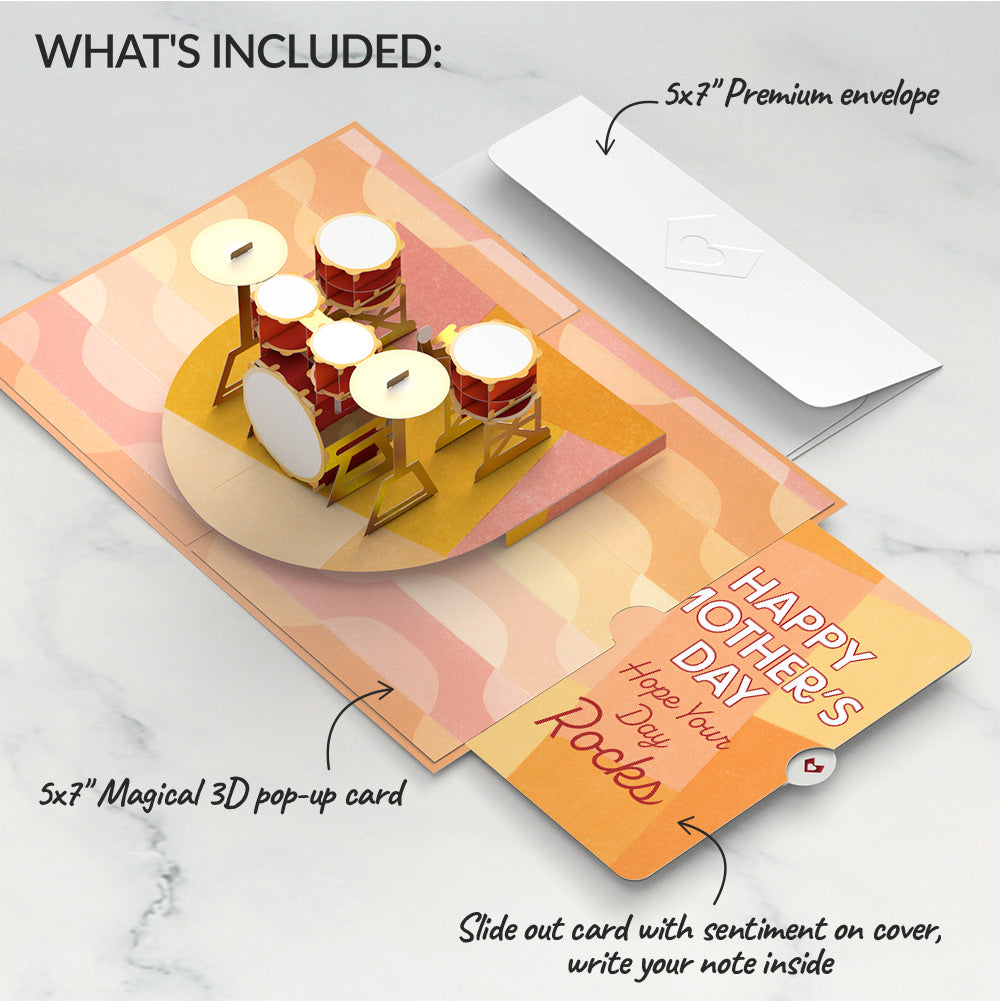 Drum Kit Mother’s Day Pop-Up Card and Sentiment Set for Mom