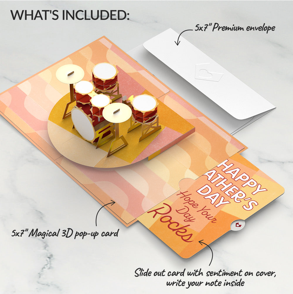 Drum Kit Father’s Day Pop-Up Card and Sentiment Set for Dad