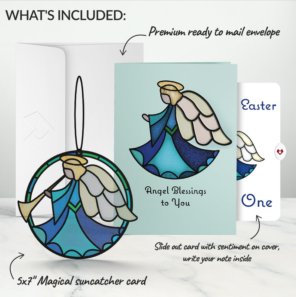Angel Blessings to You Easter Suncatcher Card and Sentiment Set for Kid