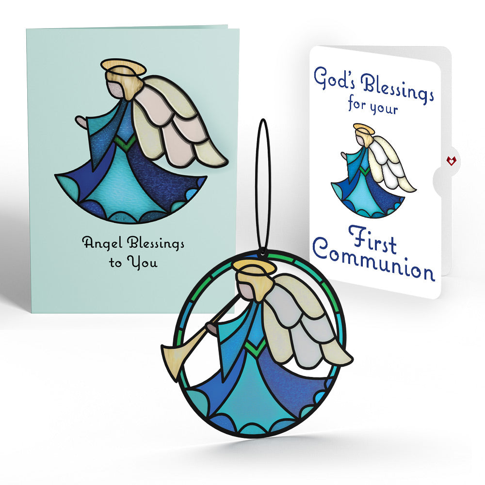 Angel Blessings to You First Communion Suncatcher Card and Sentiment Set