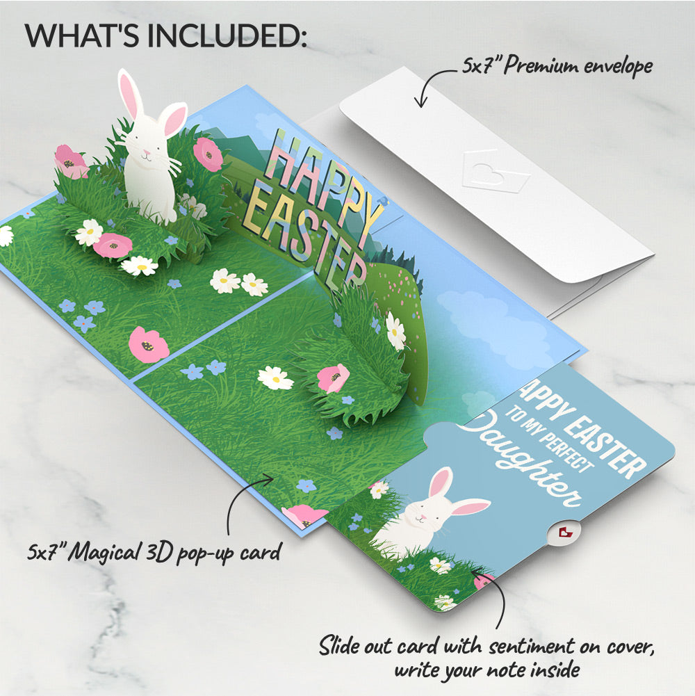 Happy Easter Spring Meadow Pop-Up Card and Sentiment Set for Daughter