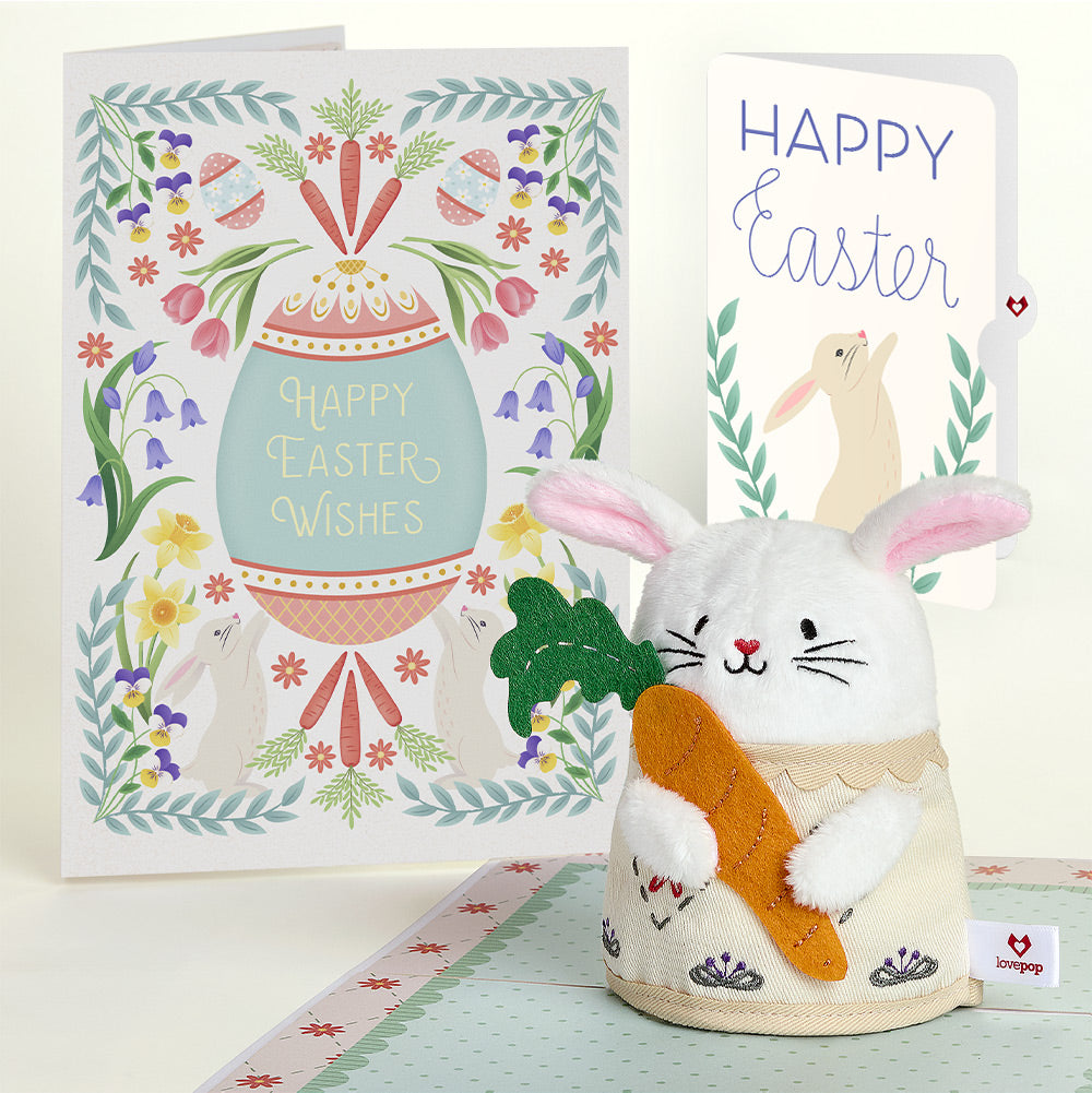 'Happy Easter Wishes' Bunny Plushpop Card and Sentiment Set