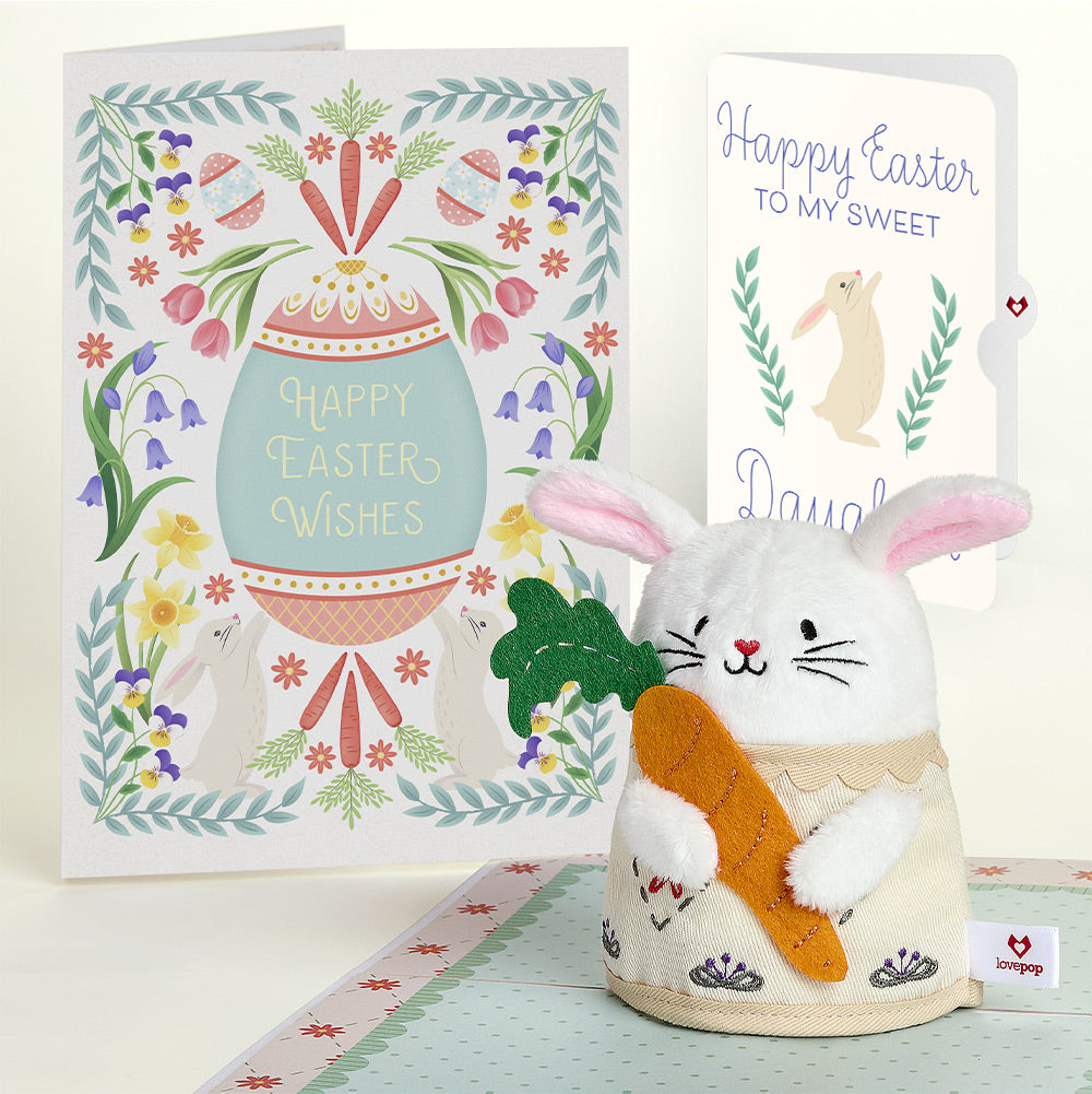 'Happy Easter Wishes' Bunny Plushpop Card and Sentiment Set for Daughter
