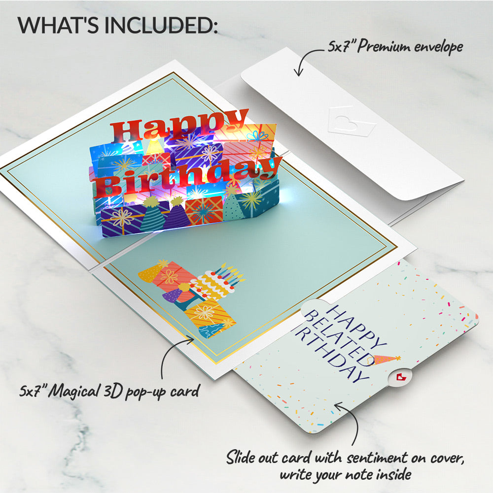Wishing You a Happy Belated Birthday Music and Lights Pop-Up Card and Sentiment Set