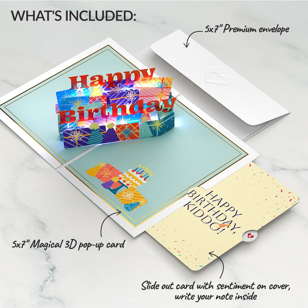 Wishing You a Happy Birthday Music and Lights Pop-Up Card and Sentiment Set for Kid