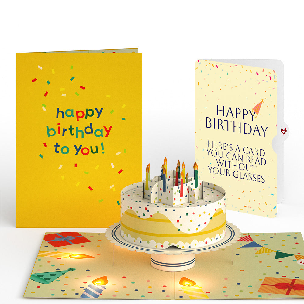 Happy Birthday Confetti Cake Music and Lights Pop-Up Card and Sentiment Set