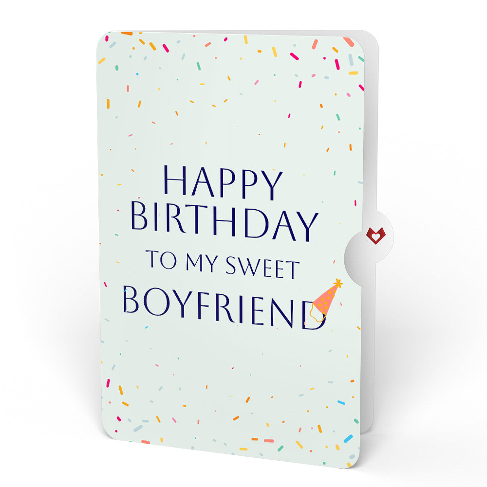 Happy Birthday Confetti Cake Music and Lights Pop-Up Card and Sentiment Set for Boyfriend