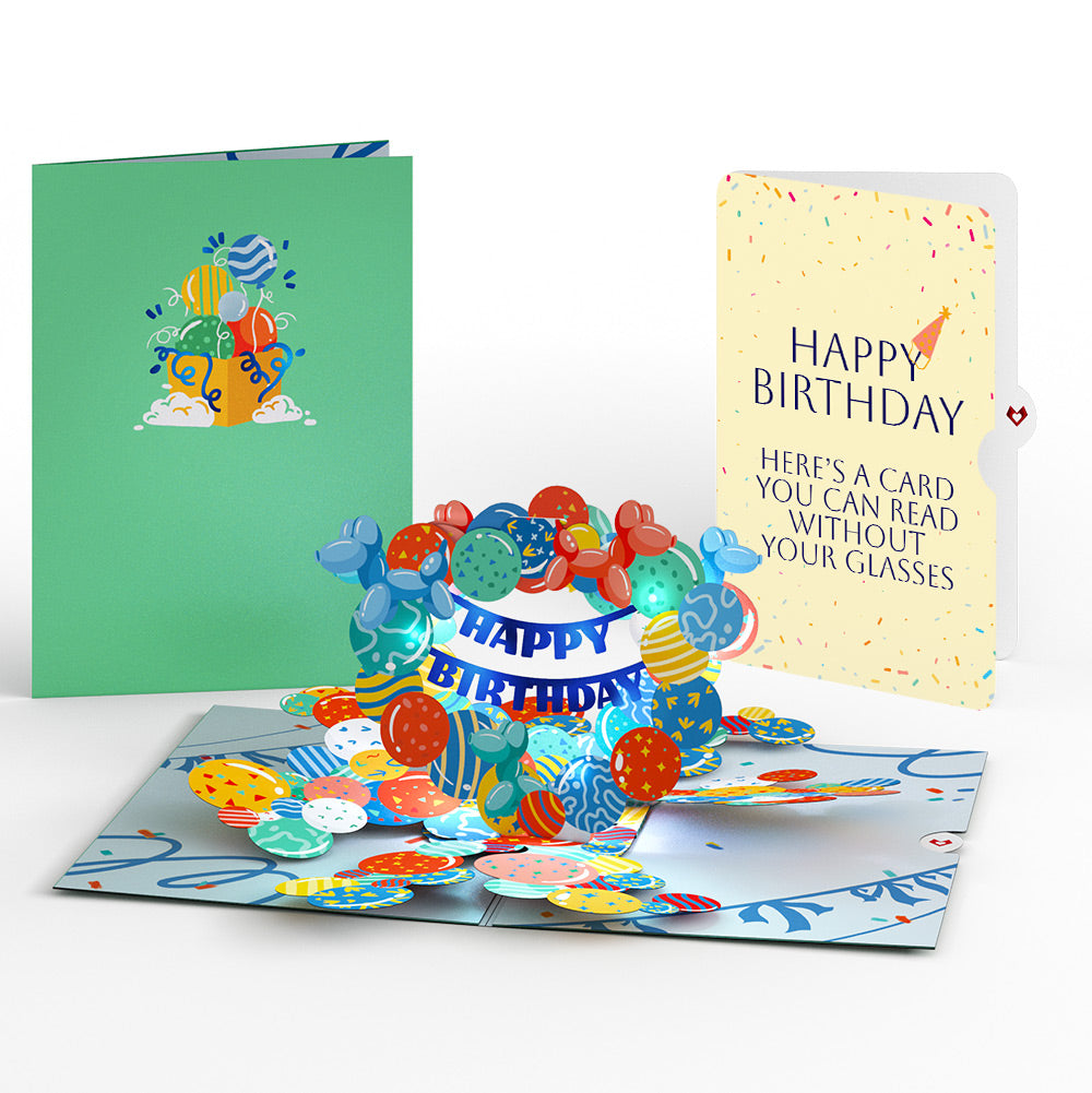 Happy Birthday Balloons Music and Lights Pop-Up Card and Sentiment Set