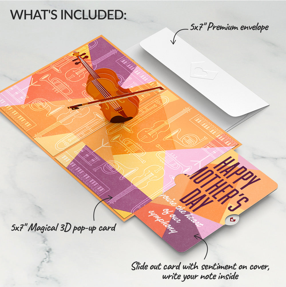 Violin Mother’s Day Pop-Up Card and Sentiment Set for Mom