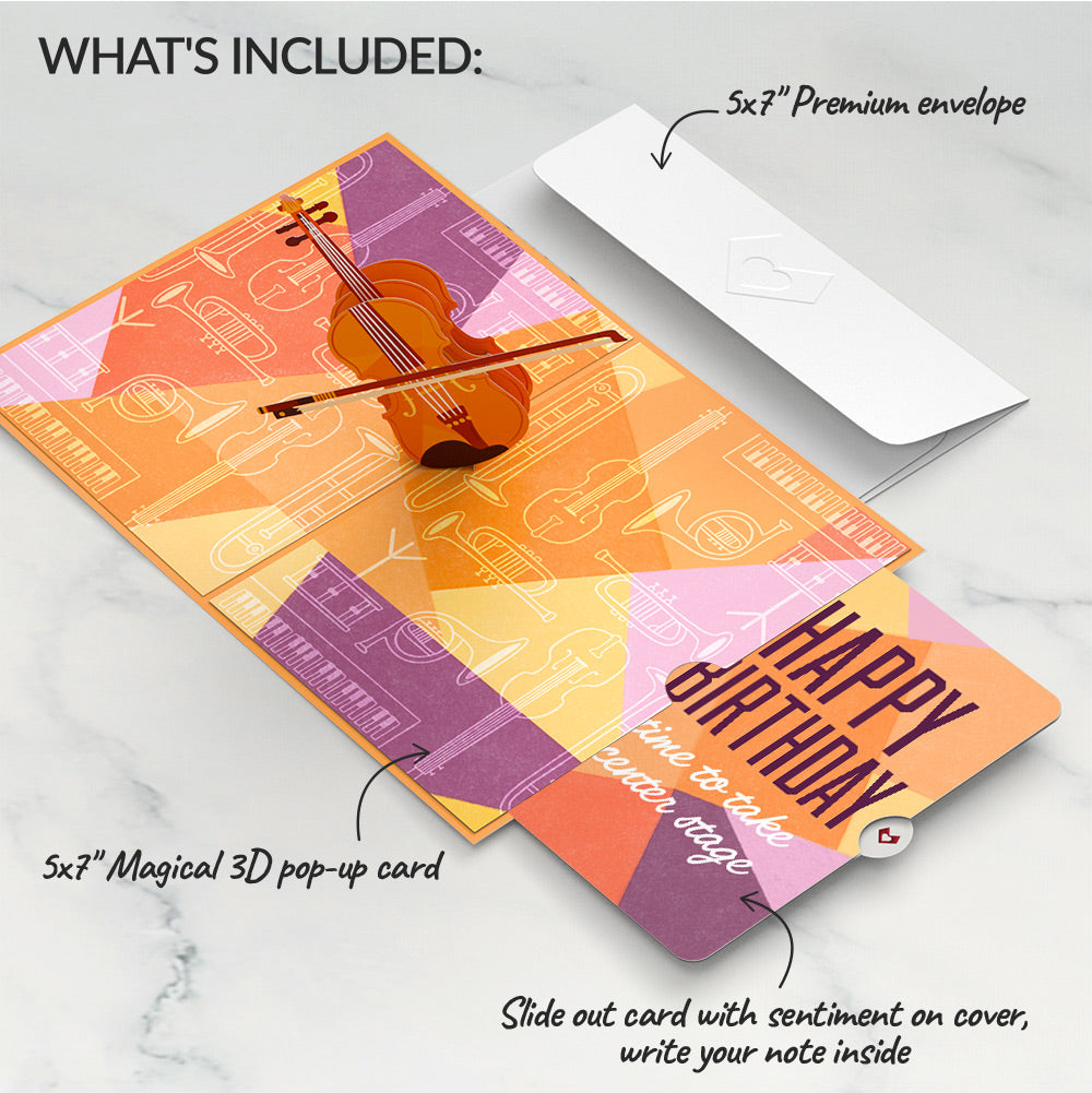 Violin Birthday Pop-Up Card and Sentiment Set