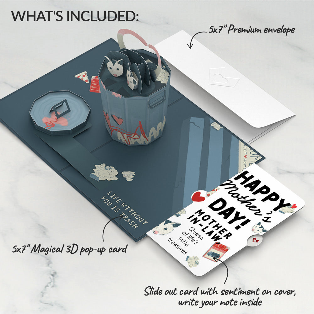 Life Without You Is Trash Possums Mother’s Day Pop-Up Card and Sentiment Set for Mother-in-Law