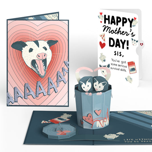 Life Without You Is Trash Possums Mother’s Day Pop-Up Card and Sentiment Set for Sister