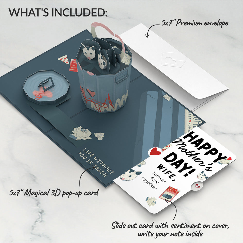 Life Without You Is Trash Possums Mother’s Day Pop-Up Card and Sentiment Set for Wife