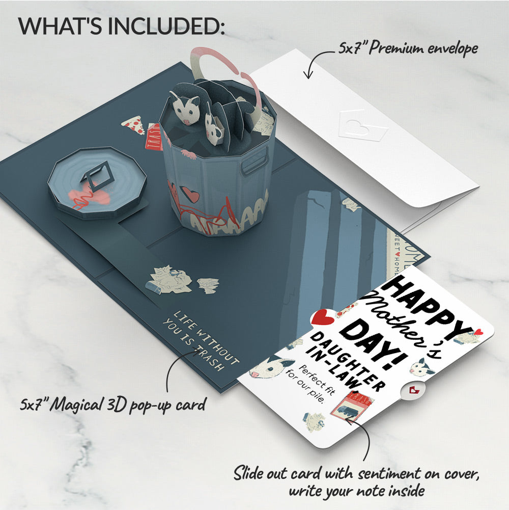 Life Without You Is Trash Possums Mother’s Day Pop-Up Card and Sentiment Set for Daughter-in-law
