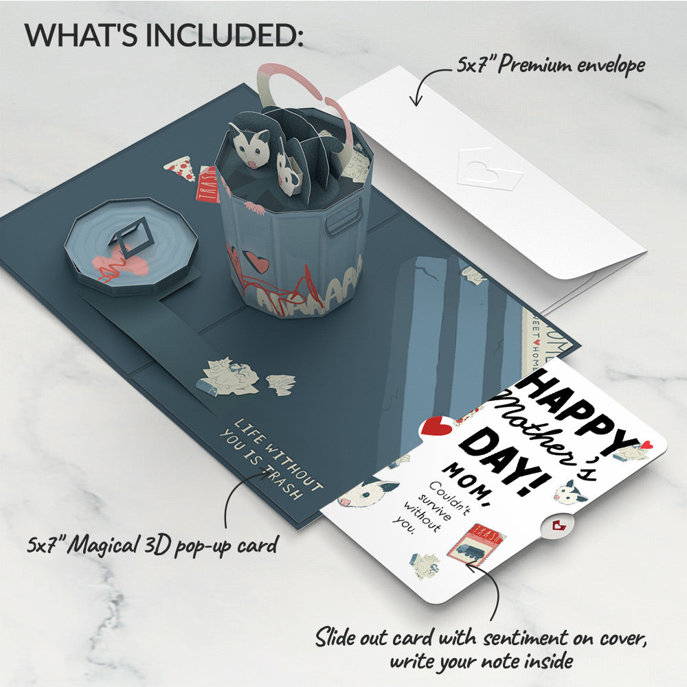 Life Without You Is Trash Possums Mother’s Day Pop-Up Card and Sentiment Set for Mom
