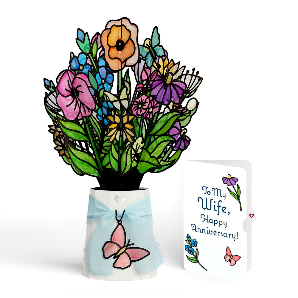 Garden Glow Anniversary Suncatcher Bouquet and Sentiment Set for Wife