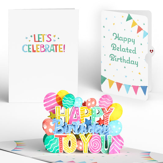 Let's Celebrate Belated Birthday Pop-Up Card and Sentiment Set