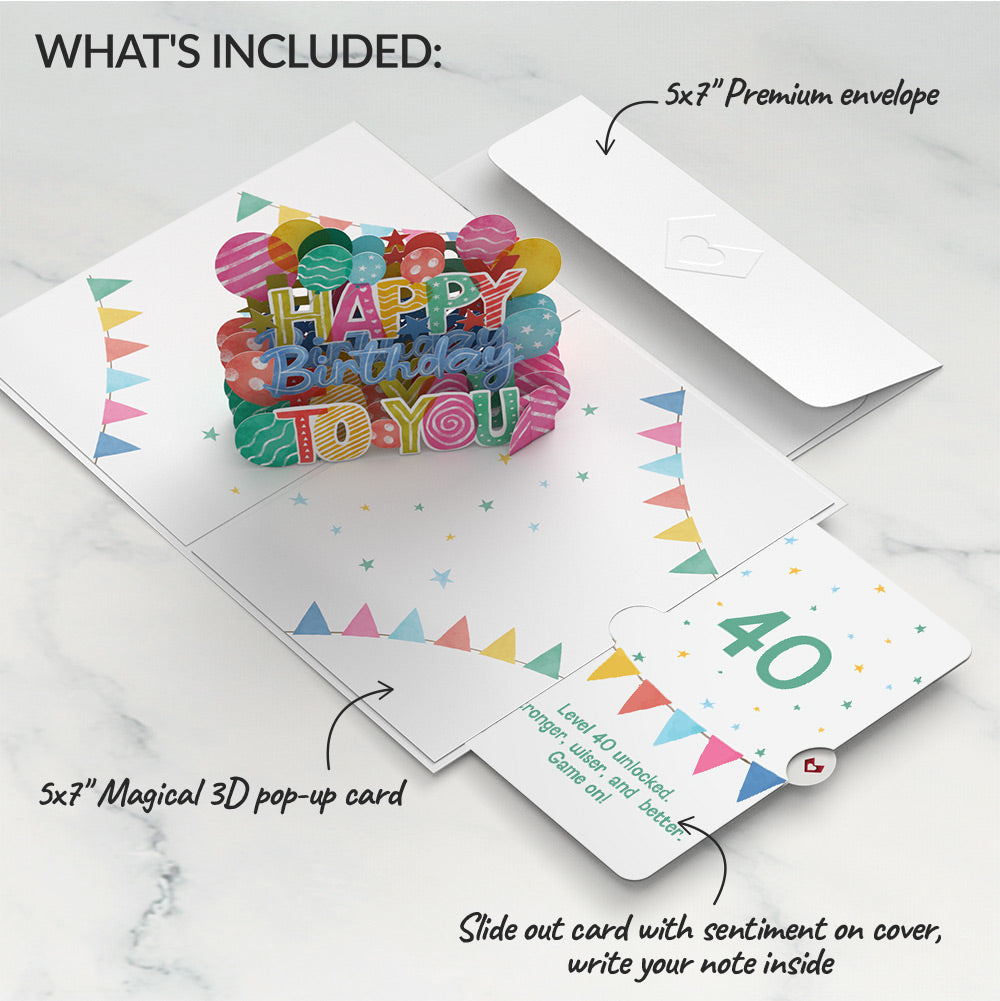 Let's Celebrate 40th Birthday Pop-Up Card and Sentiment Set