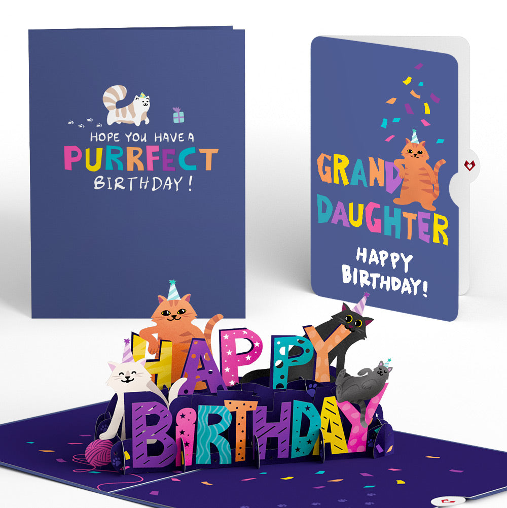 Happy Birthday Cats Pop-Up Card and Sentiment Set for Granddaughter