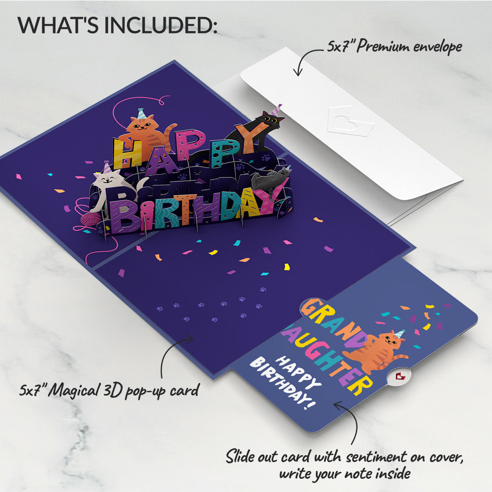 Happy Birthday Cats Pop-Up Card and Sentiment Set for Granddaughter
