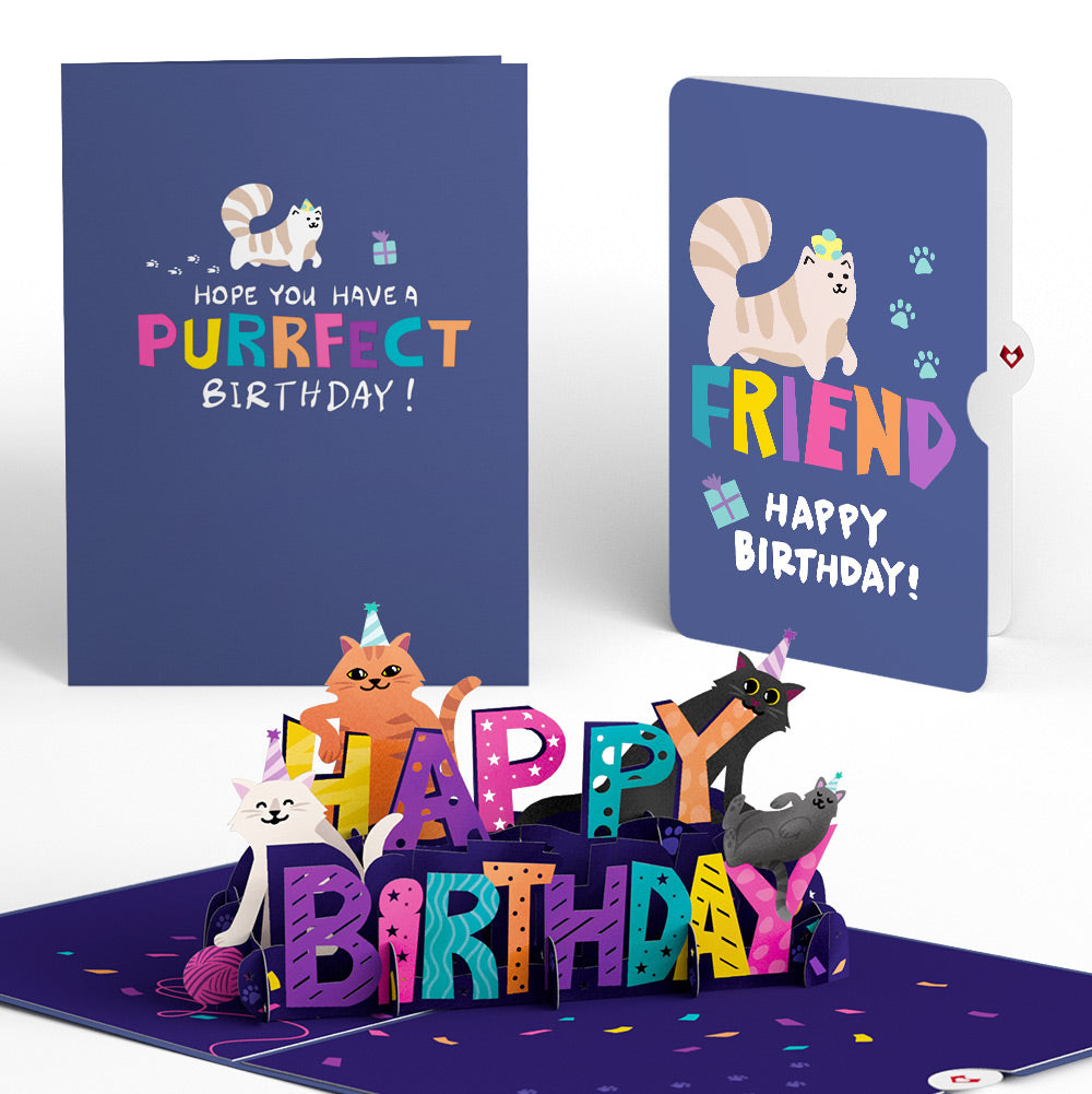 Happy Birthday Cats Pop-Up Card and Sentiment Set for Friend