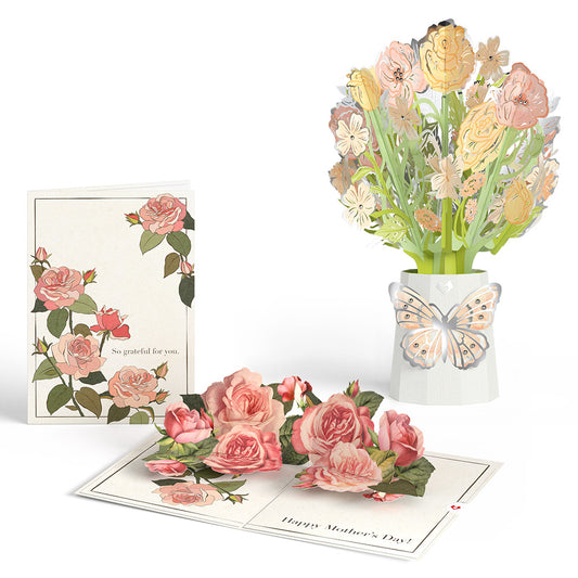 Mother's Day Grateful For You Roses Pop-Up Card & Luxe Bouquet