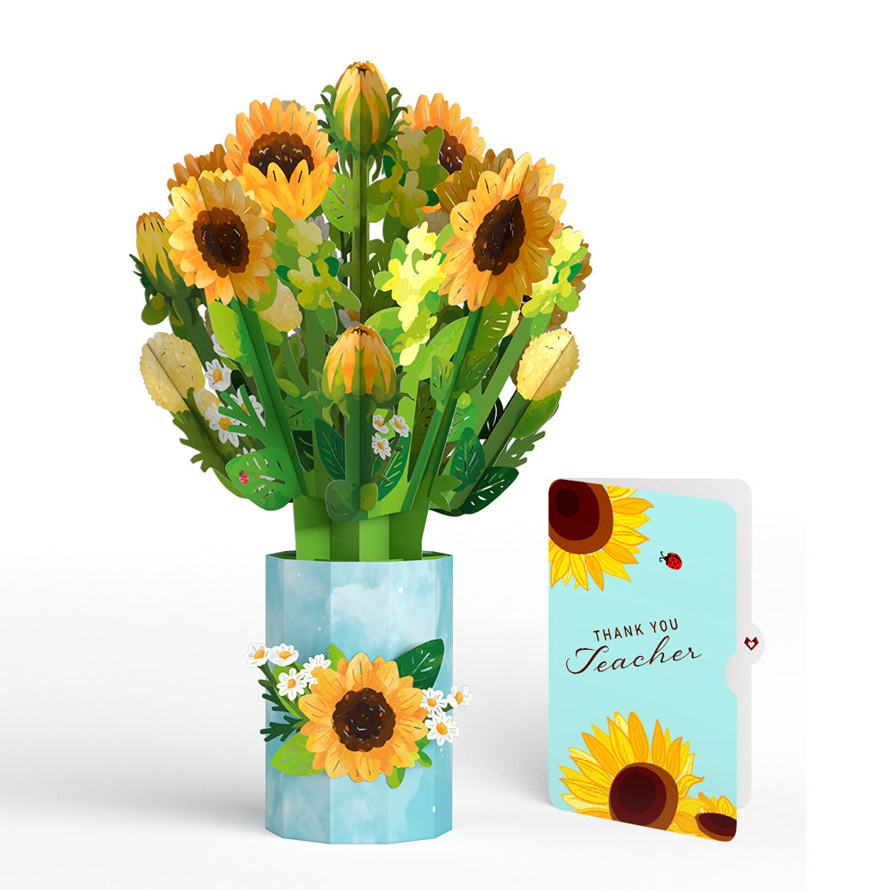 Sunflower Blooms Thank You Bouquet and Sentiment Set for Teacher