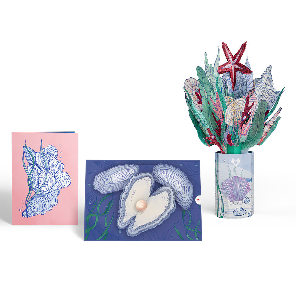 Coastal Treasure Pop-Up Card & Glitter Bouquet Bundle