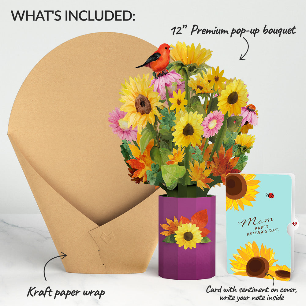 Golden Sunflower Mother’s Day Bouquet and Sentiment Set for Mom