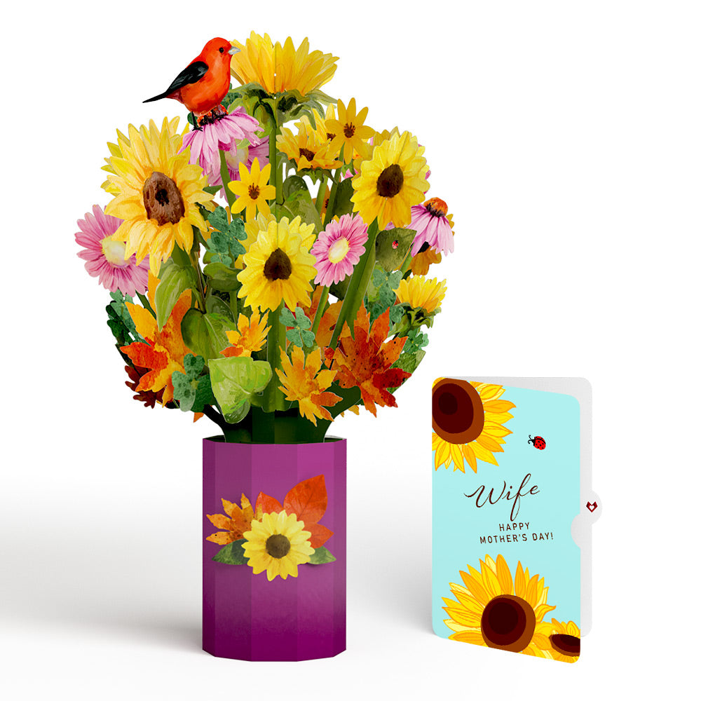 Golden Sunflower Mother’s Day Bouquet and Sentiment Set for Wife