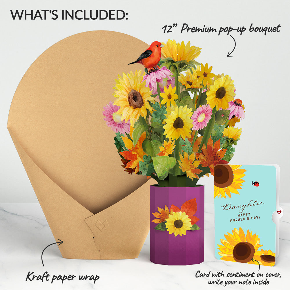 Golden Sunflower Mother’s Day Bouquet and Sentiment Set for Daughter
