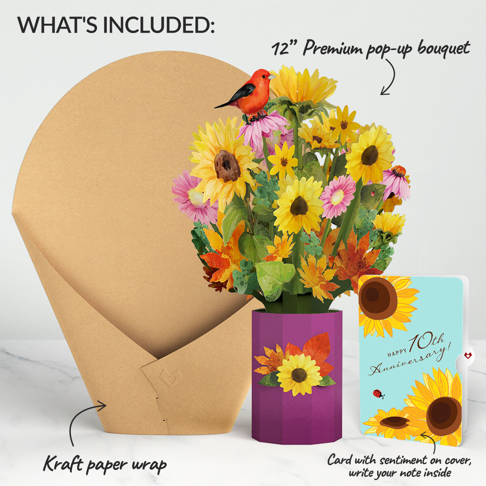Golden Sunflower 10th Anniversary Bouquet and Sentiment Set