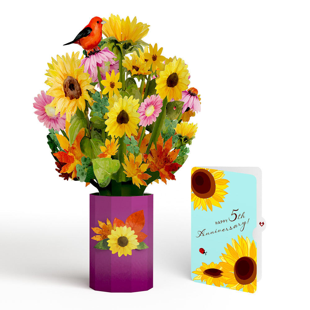 Golden Sunflower 5th Anniversary Bouquet and Sentiment Set