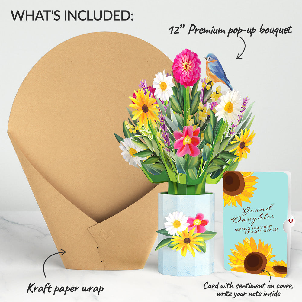 Black-Eyed Susan Birthday Bouquet and Sentiment Set for Granddaughter