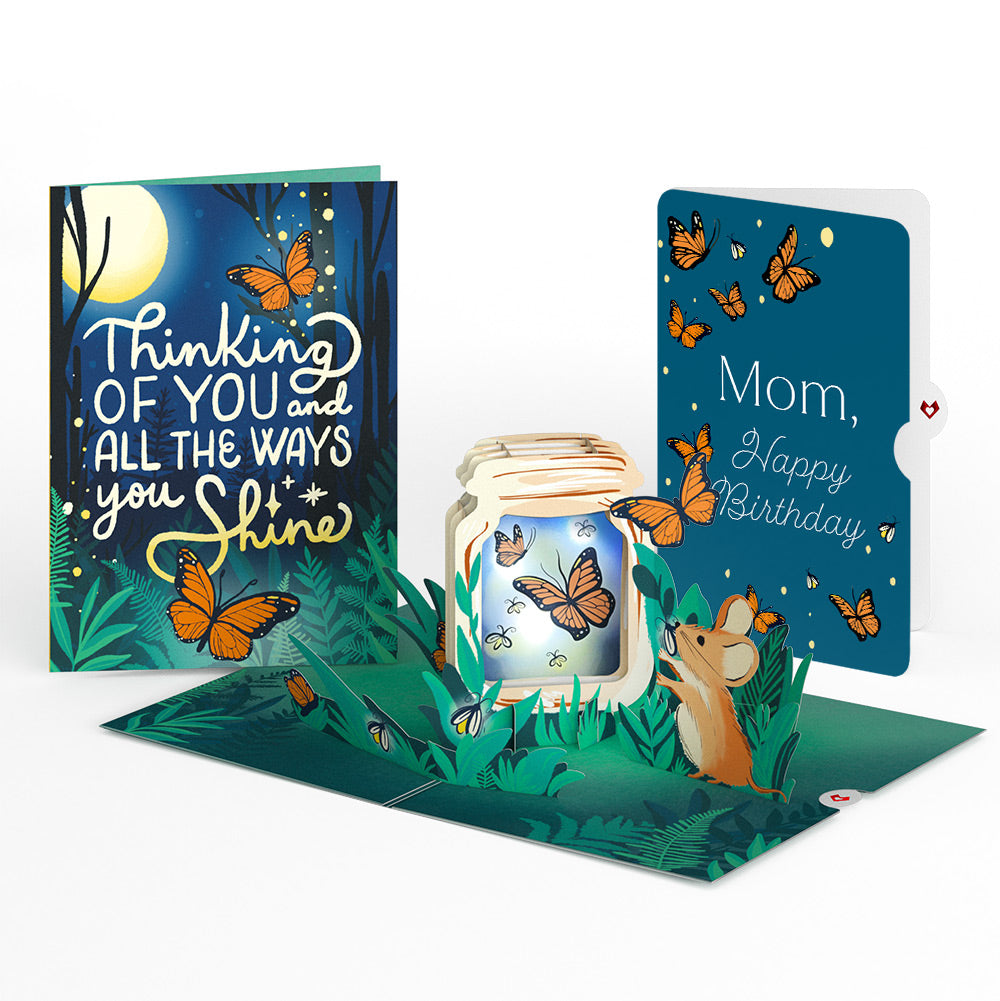 Thinking of You Butterfly Jar Birthday Light-Up Pop-Up Card and Sentiment Set for Mom