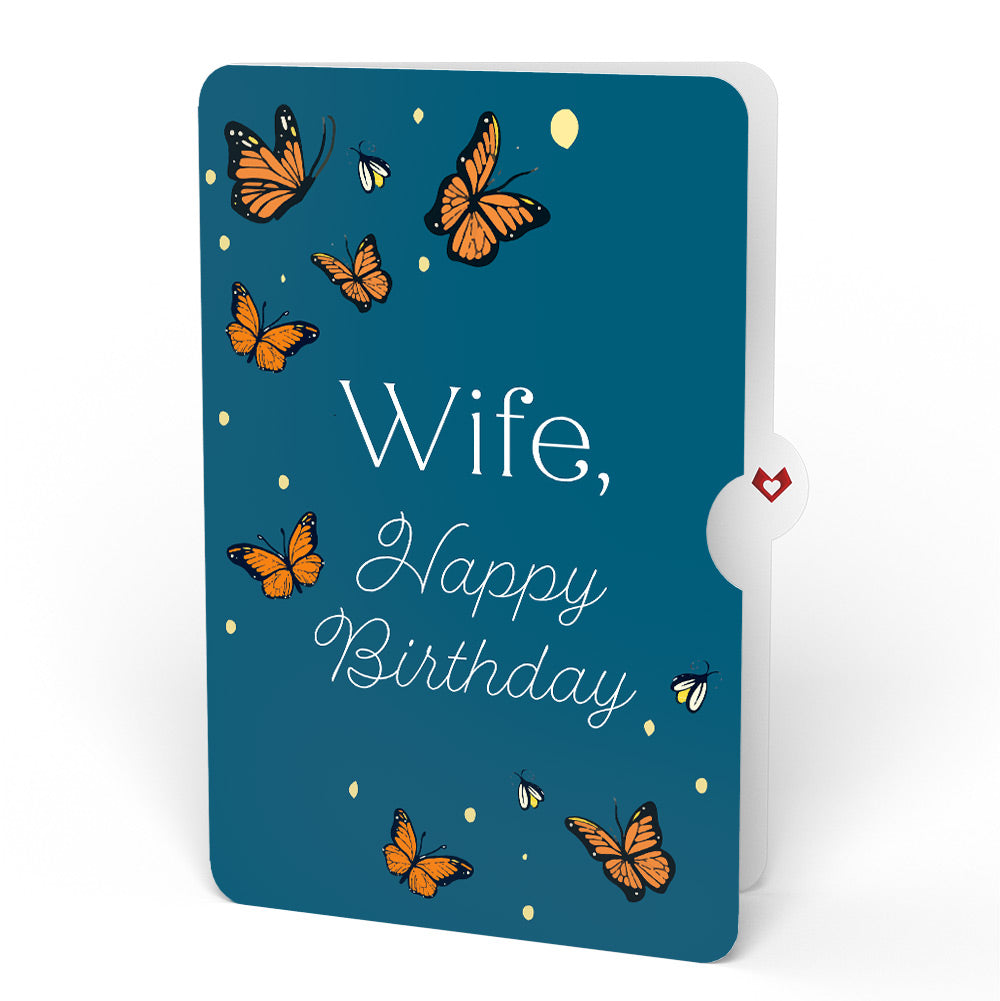 Thinking of You Butterfly Jar Birthday Light-Up Pop-Up Card and Sentiment Set for Wife