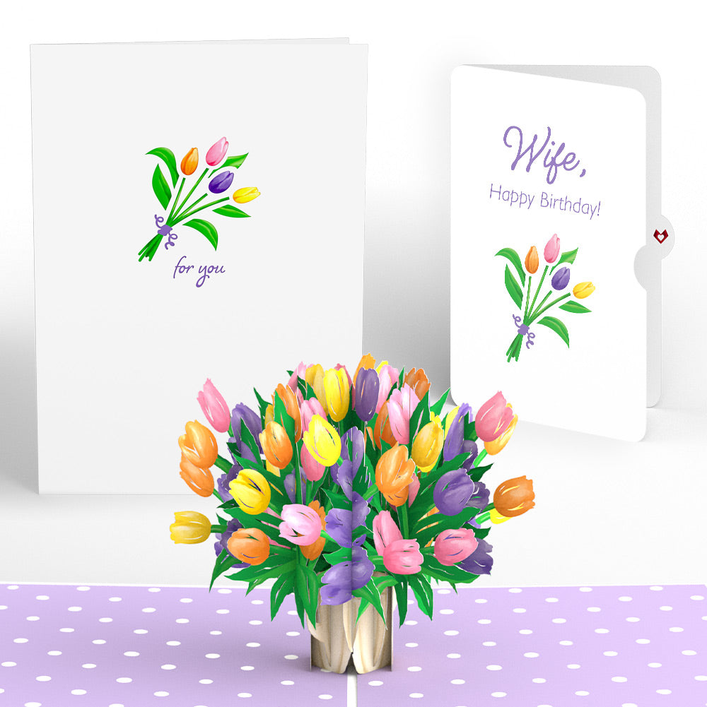 Tulips Birthday Pop-Up Card and Sentiment Set for Wife