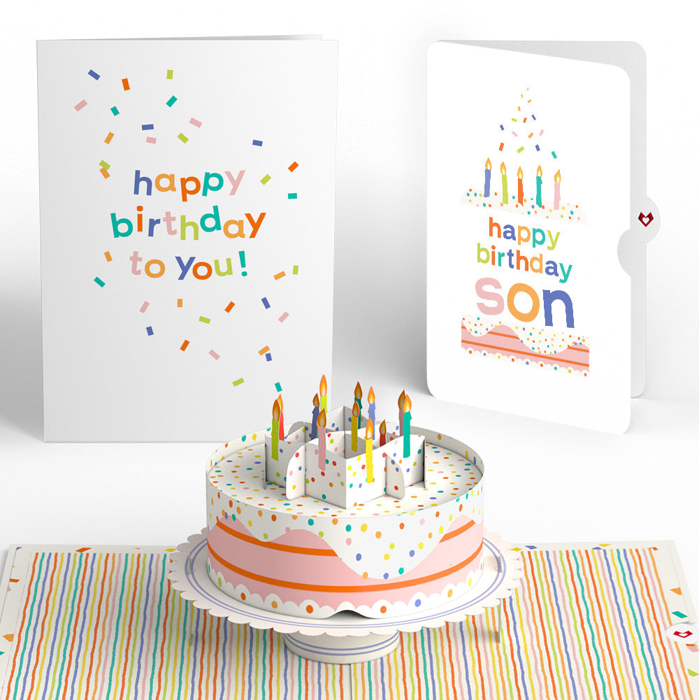Happy Birthday to You! Confetti Cake Pop-Up Card and Sentiment Set for Son