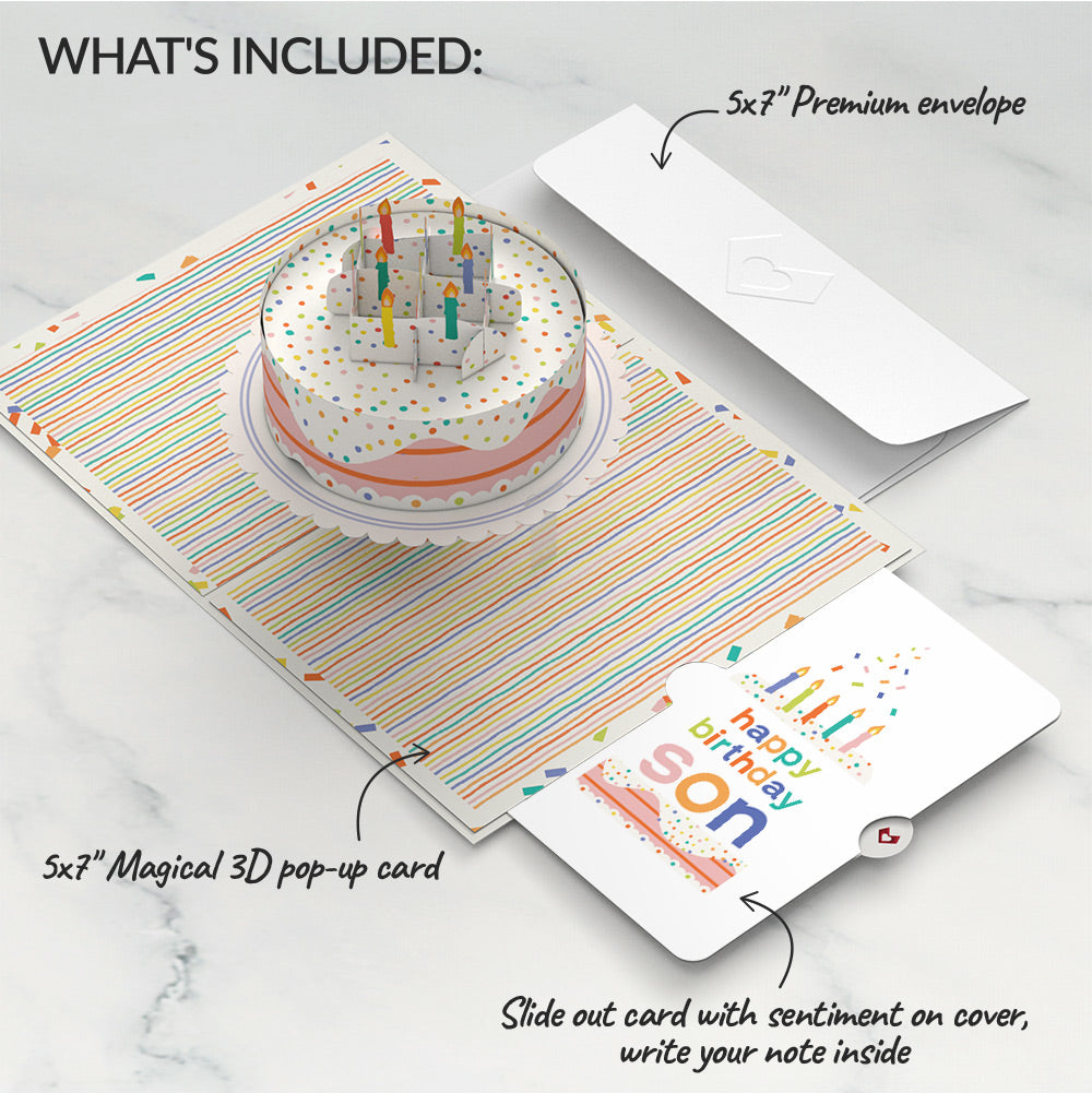 Happy Birthday to You! Confetti Cake Pop-Up Card and Sentiment Set for Son