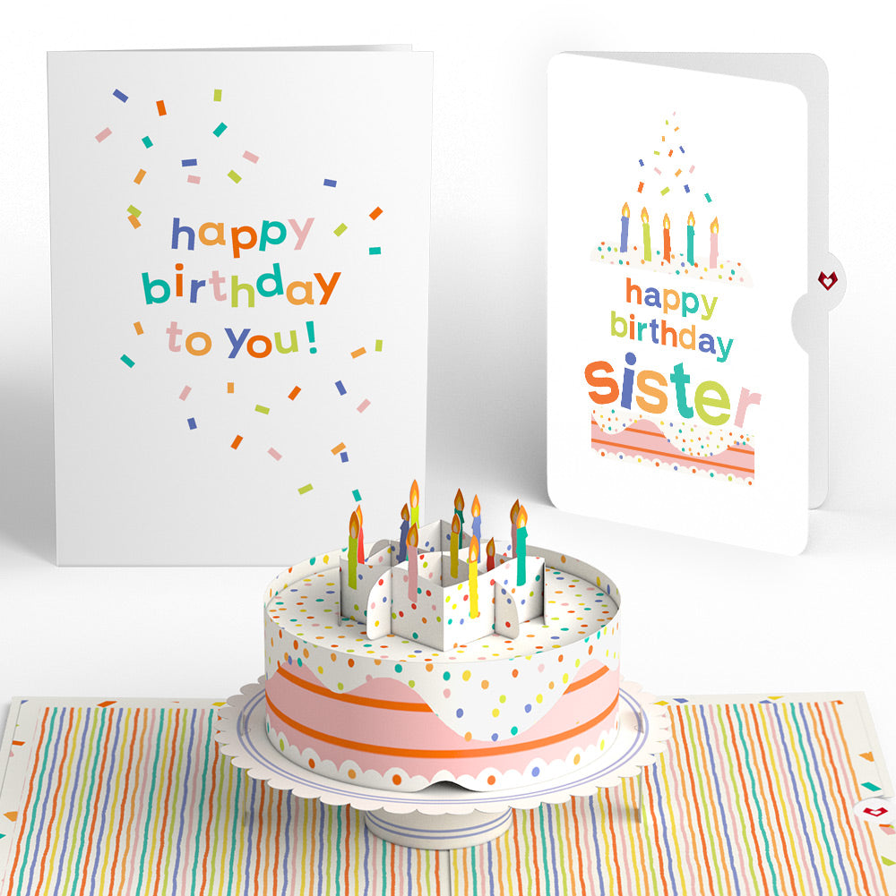 Happy Birthday to You! Confetti Cake Pop-Up Card and Sentiment Set for Sister