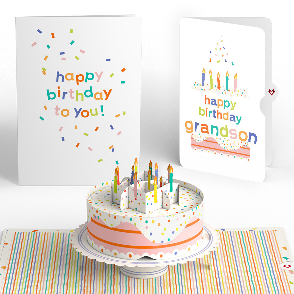 Happy Birthday to You! Confetti Cake Pop-Up Card and Sentiment Set for Grandson