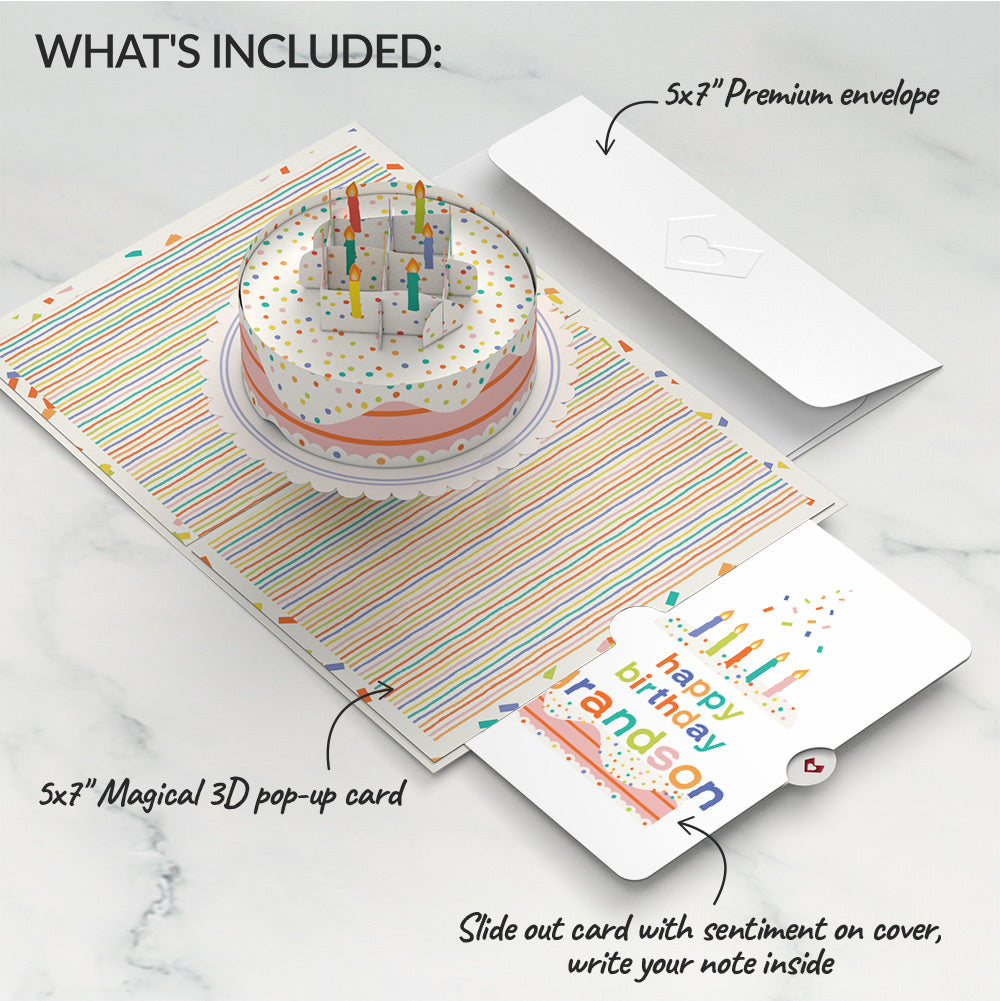 Happy Birthday to You! Confetti Cake Pop-Up Card and Sentiment Set for Grandson