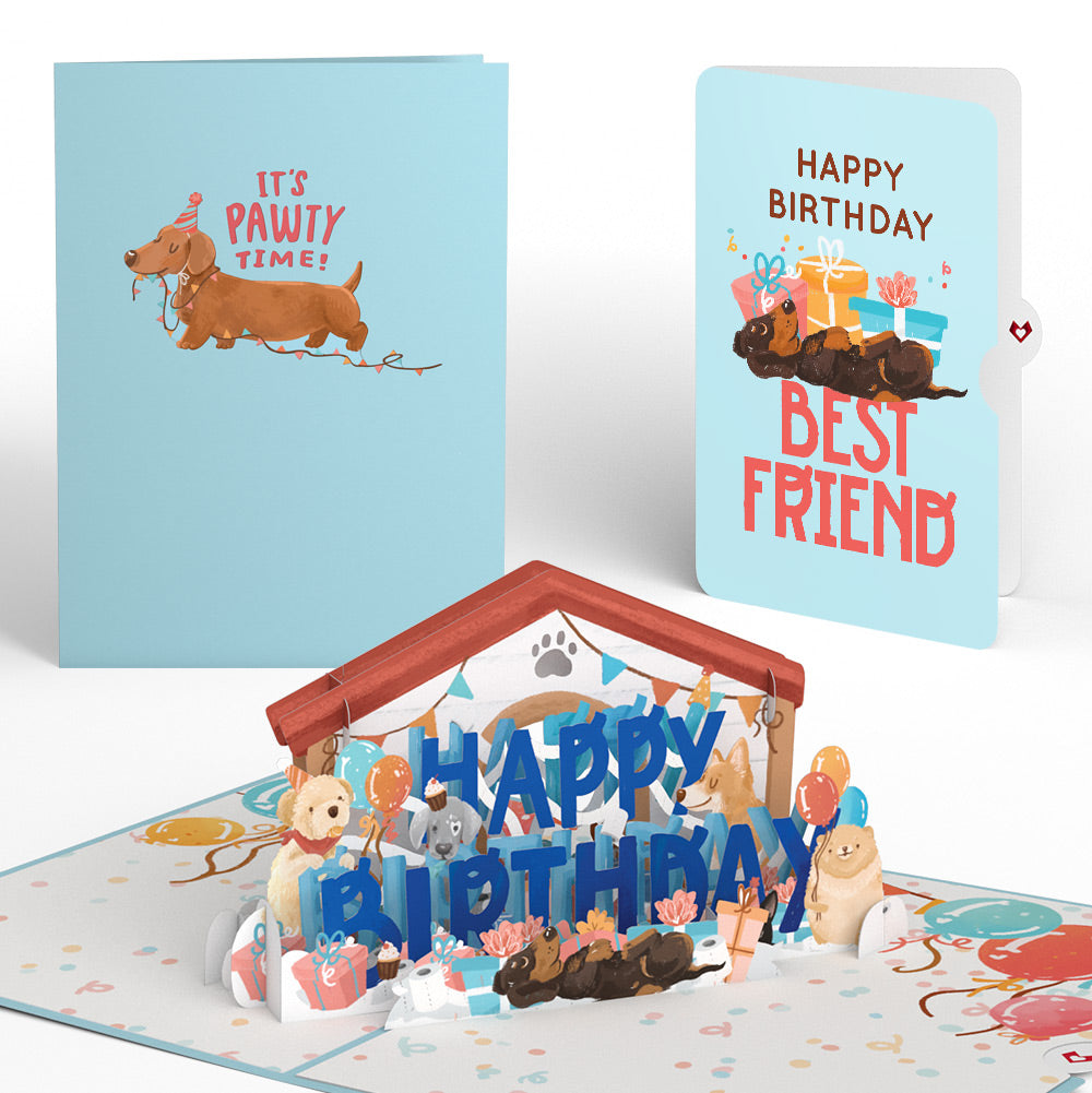 Happy Birthday Dogs Pop-Up Card and Sentiment Set for Best Friend