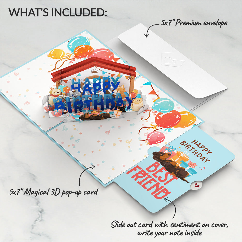 Happy Birthday Dogs Pop-Up Card and Sentiment Set for Best Friend