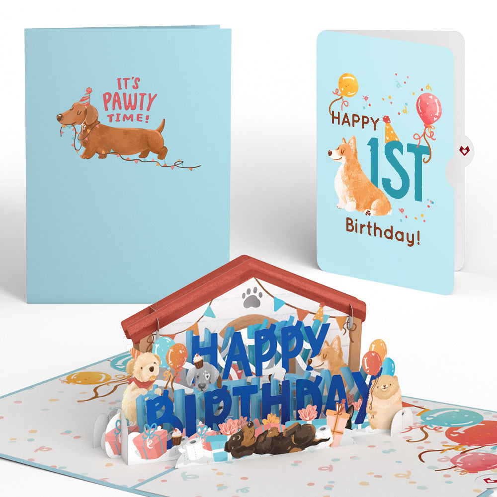 Happy 1st Birthday Dogs Pop-Up Card and Sentiment Set