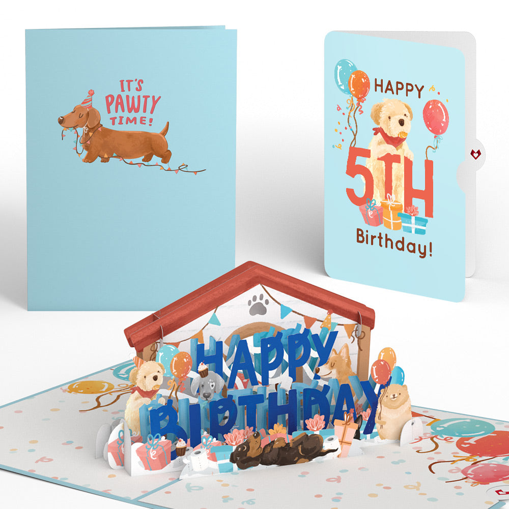 Happy 5th Birthday Dogs Pop-Up Card and Sentiment Set