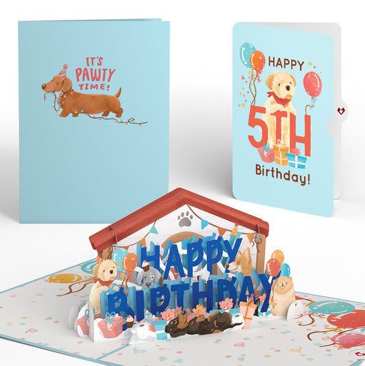 Happy 5th Birthday Dogs Pop-Up Card and Sentiment Set