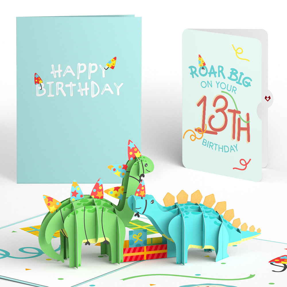13th Birthday Dinosaurs Pop-Up Card and Sentiment Set