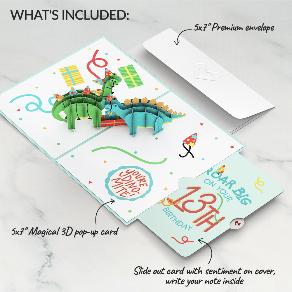 13th Birthday Dinosaurs Pop-Up Card and Sentiment Set